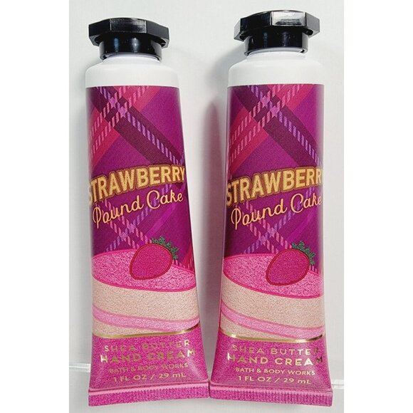 2 STRAWBERRY POUND CAKE Bath Body Works Shea Butter Hand Cream 1oz Each NEW - Picture 1 of 6